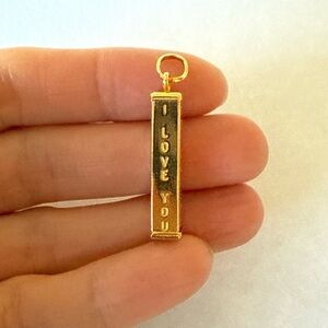 14k yellow gold Totem Bar I love You Pendant Multi Language Made In Italy